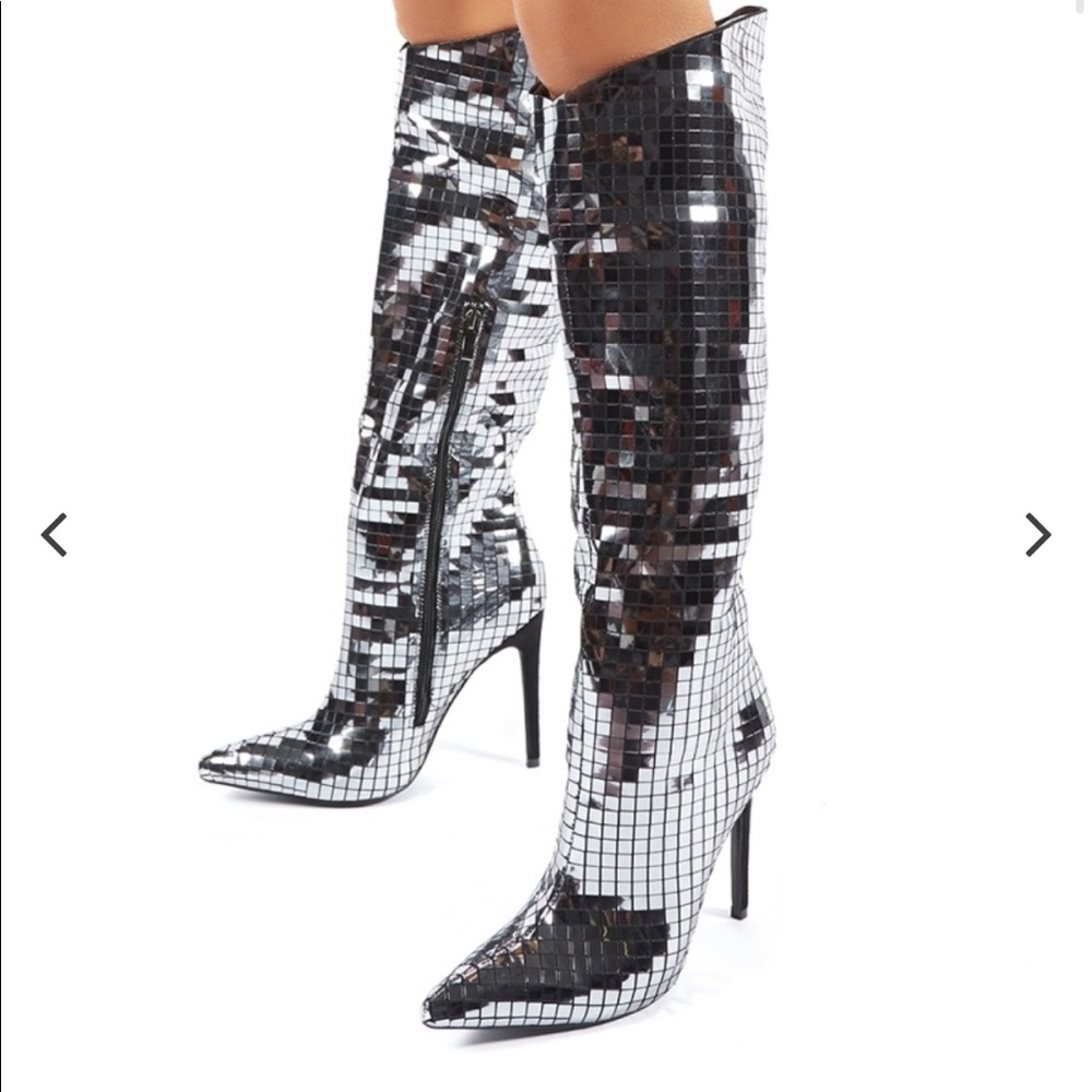 Reflective Disco Mirror Stiletto Boots